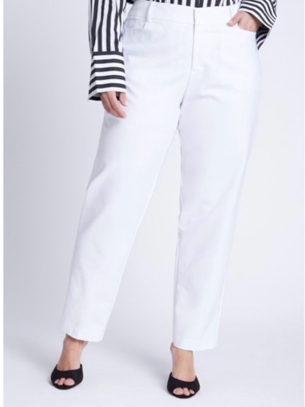 ELOQUII Kady Fit Double-Weave Ankle Pants True White Size 16